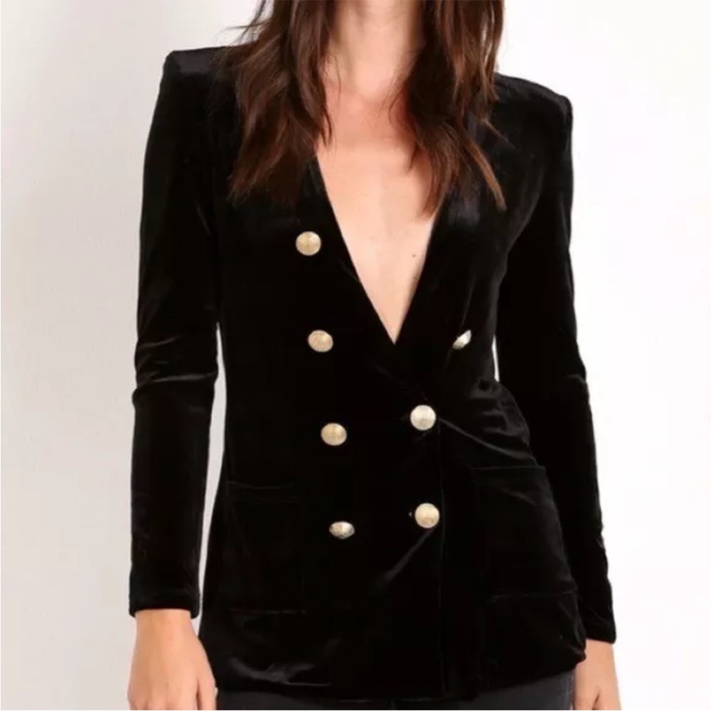 WYLDR Elegant Black Velvet Double-Breasted Women's Blazer